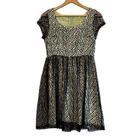 Babydoll Dress Woman's Size Small Green Black Flower Overlay Aniina Fairy Gothic - Picture 1 of 8